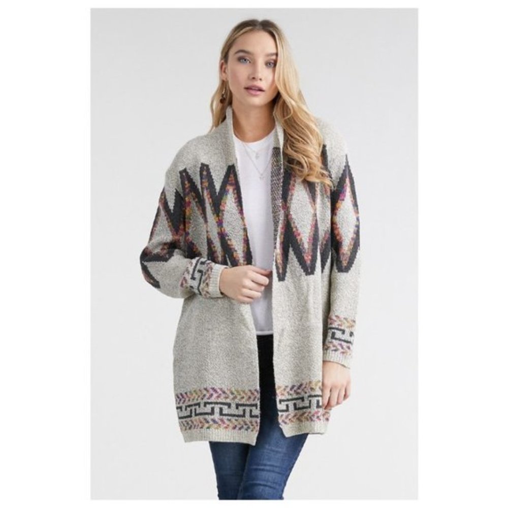 🆕Tribal Open Front Cardigan Sweater - Picture 5 of 7
